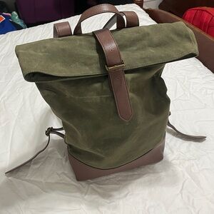 Banana Republic Army Green Canvas Ruck Sack Backpack